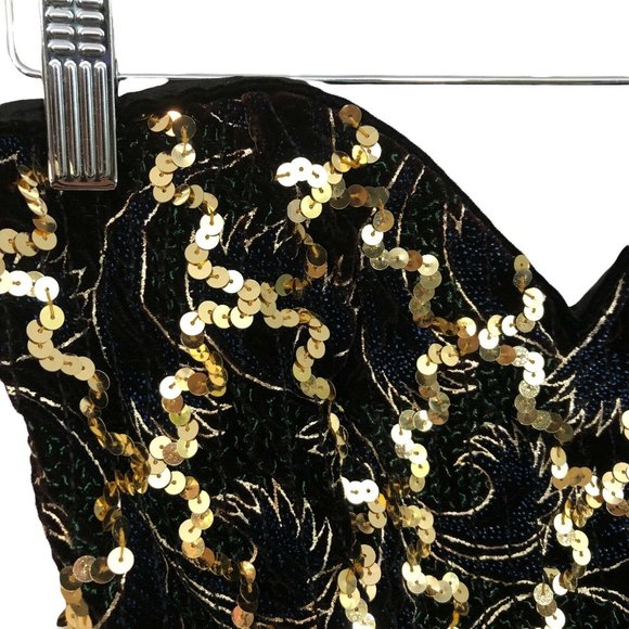 Vintage Gunne Sax 90s Strapless Sweatheart Beaded Sequin Velvet Cocktail… - Picture 5 of 10